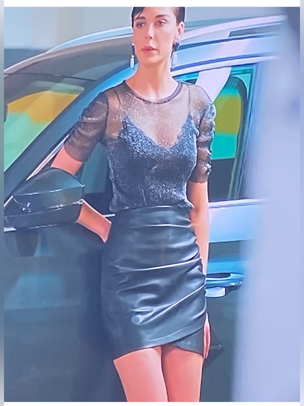Dynamite mini wrapped faux leather skirt Sz M as seen in “Daydreamer” movie